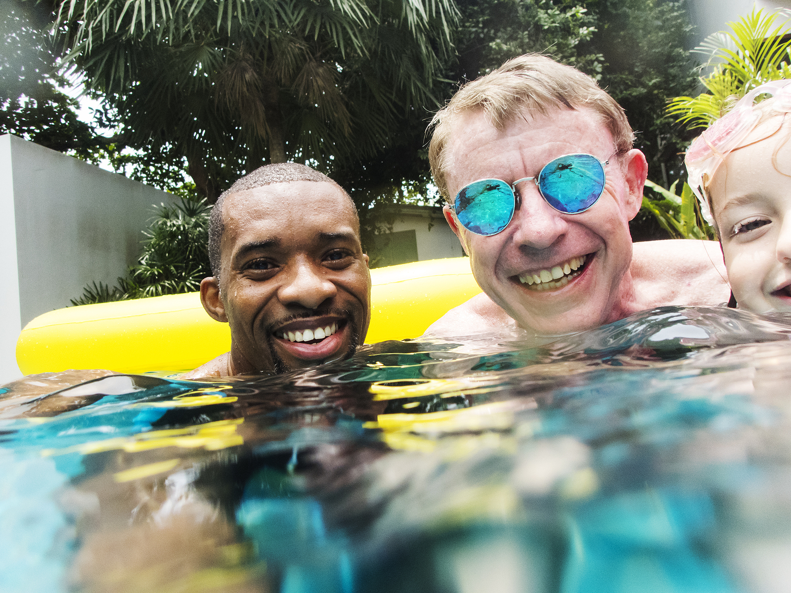 Closeup of diverse people enjoying the spa together