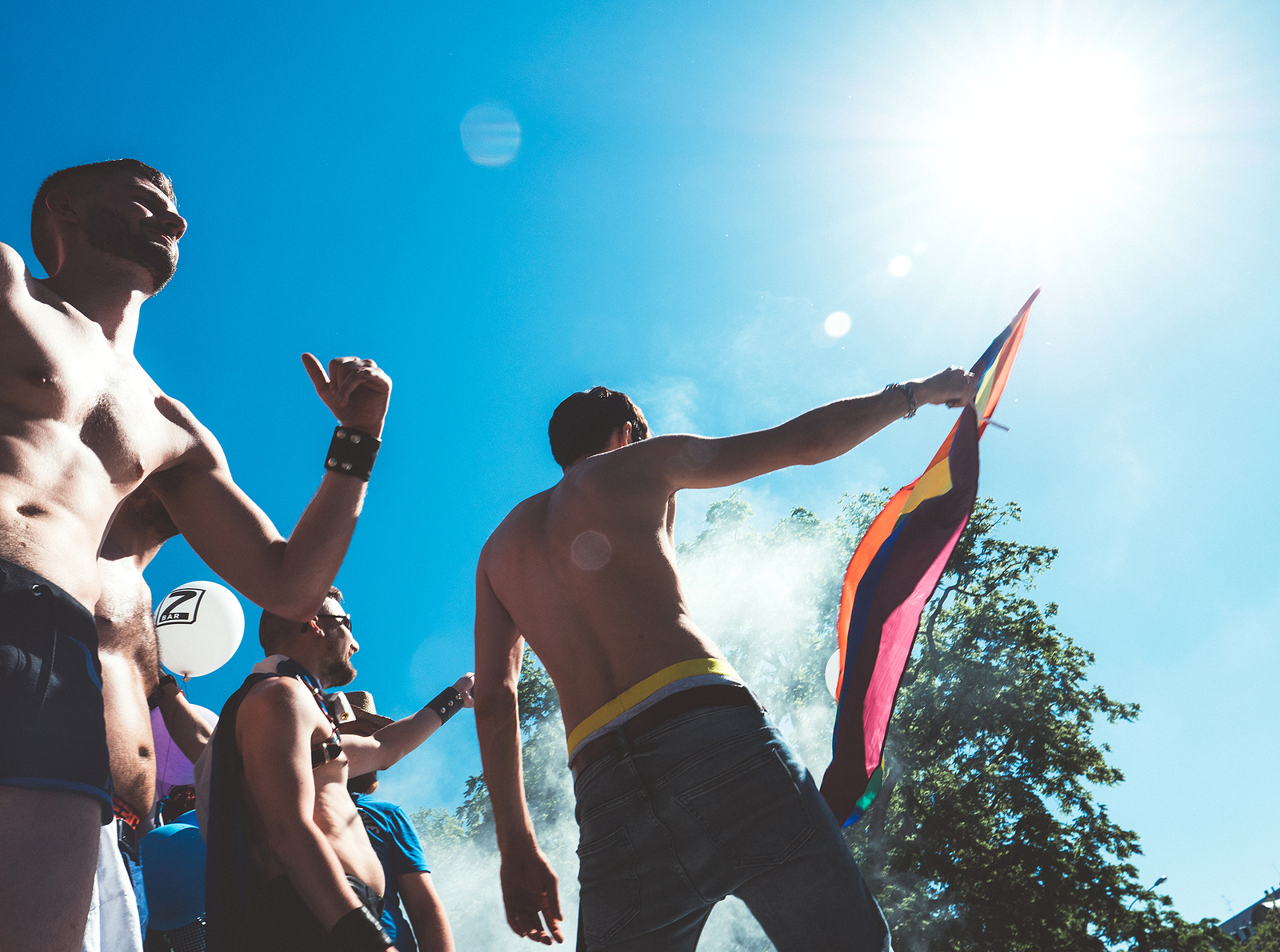 Guys dancing at Pride