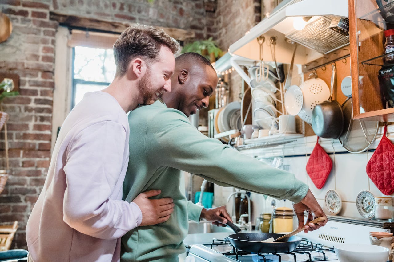 couple cooking together